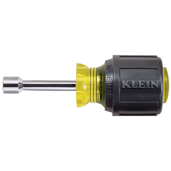 Klein Tools 610-1/4M 1/4" x 3.5" Stubby Magnetic Tip Nut Driver, 1.5" Hollow Shank
