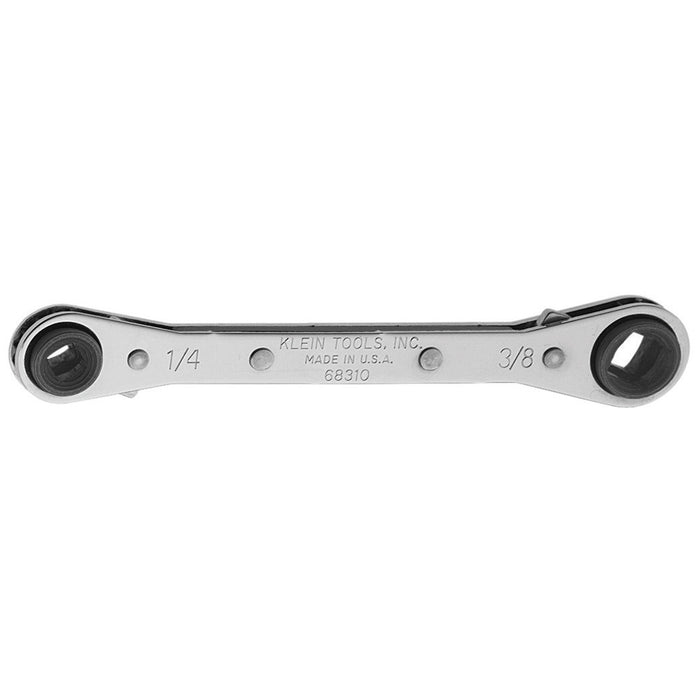 Klein Tools 68309 3/16'' and 1/4'' Sq. & 1/2'' and 9/16'' Hex Ratcheting Refrigeration Wrench