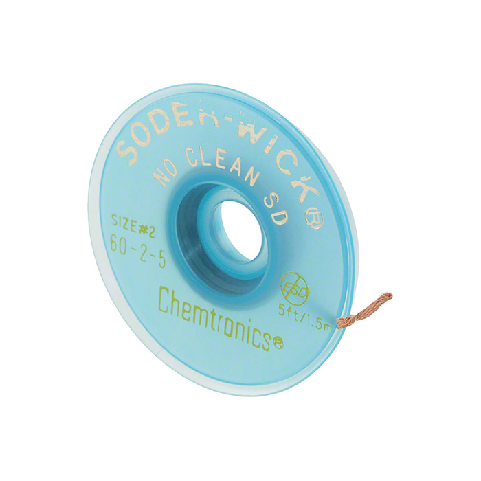 Chemtronics 60-2-5 SODER-WICK No Clean Desoldering Braid, .060", 5ft on ESD Safe Spool