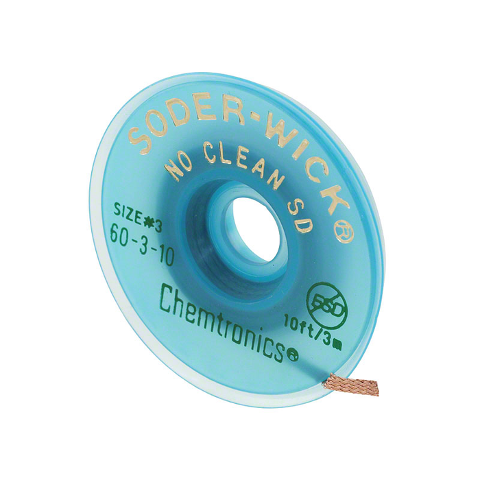 Chemtronics 60-3-10 Soder Wick No Clean SD Desoldering Braid, 0.080" 10 feet Spool
