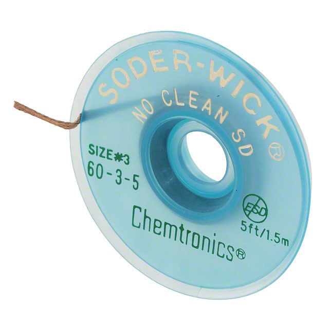 Chemtronics 60-3-5 SODER-WICK No Clean Desoldering Braid, .080", 5ft on ESD Safe Spool