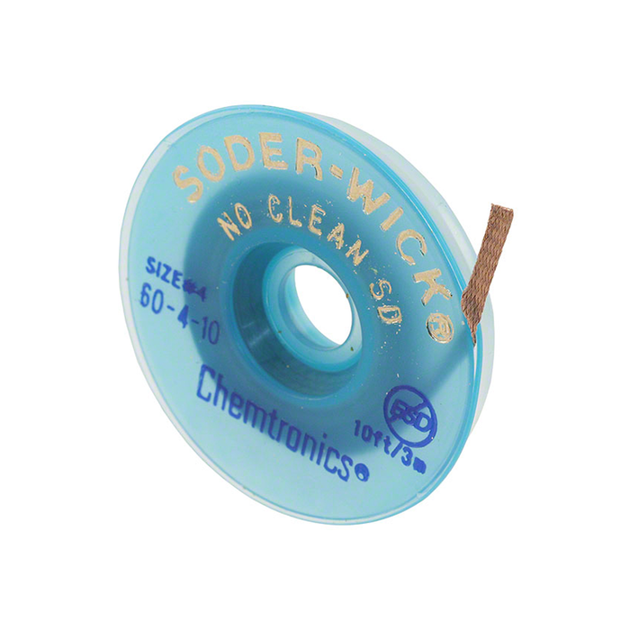 Chemtronics 60-4-10 SODER-WICK No-Clean Desoldering Braid .110", 10' on ESD Safe Spool