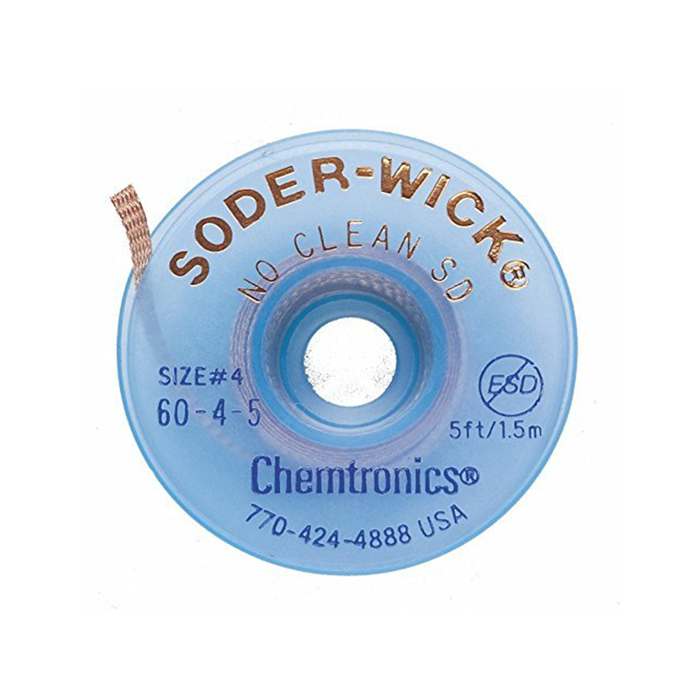 Chemtronics 60-4-5 SODER-WICK No Clean Desoldering Braid .110", 5ft on ESD Safe Spool