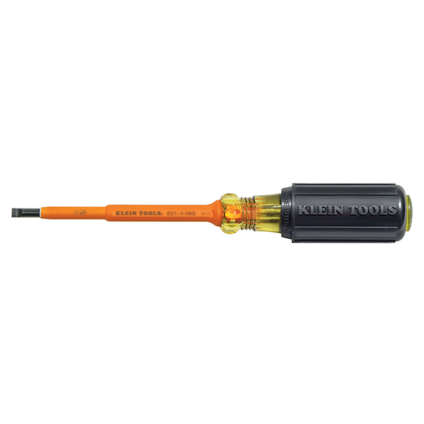 Klein Tools 601-4-INS Insulated 3/16'' Cabinet Tip 4'' Shank Screwdriver