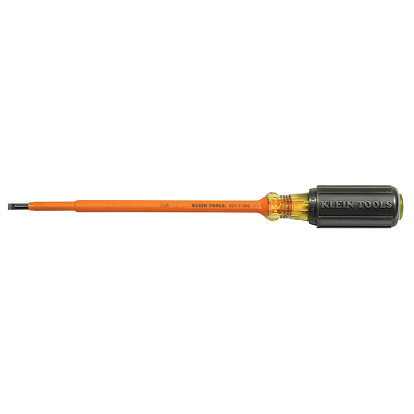 Klein Tools 601-7-INS Insulated 3/16'' Cabinet Tip 7'' Shank Screwdriver
