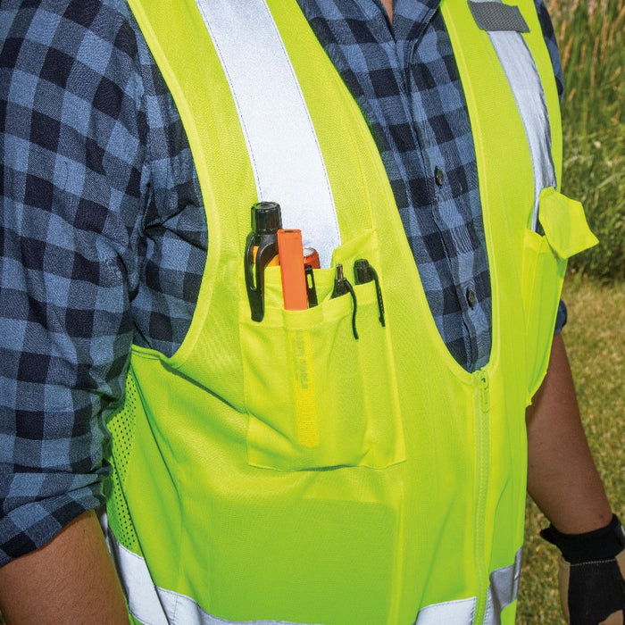 Klein Tools 60269 Safety Vest, High-Visibility Reflective Vest, M/L