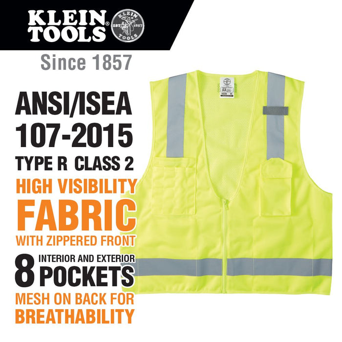 Klein Tools 60269 Safety Vest, High-Visibility Reflective Vest, M/L