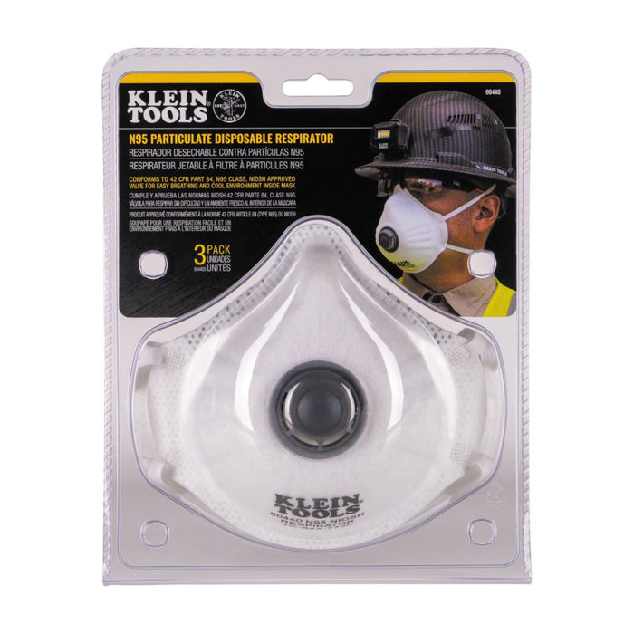 Klein Tools 604403 N95 Disposable Respirator, 3-Pack