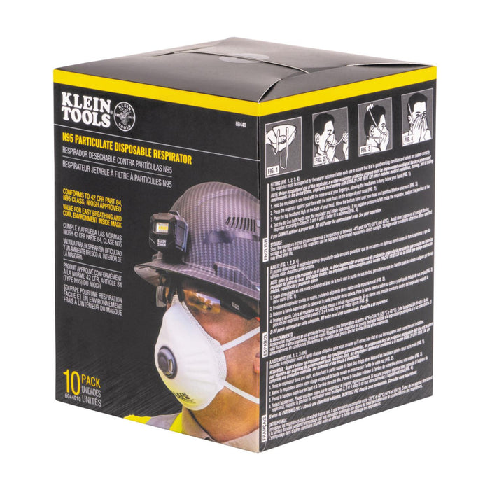 Klein Tools 6044010 N95 Disposable Respirator, 10-Pack