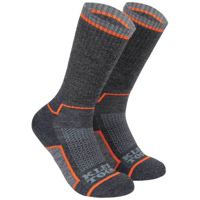 Klein Tools 60509 Thermal Socks, Merino Wool Performance Winter Socks, Mid-Length with Seamless Toe and Cushioned Foot Bed, XL