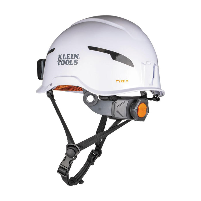 Klein Tools 60525 Safety Helmet, Type-2, Non-Vented Class E, with Rechargeable Headlamp
