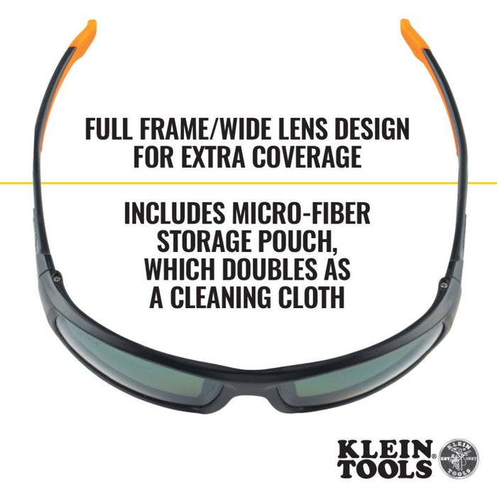 Klein Tools 60539 Safety Glasses, Professional PPE Protective Eyewear, Full Frame, Scratch Resistant and Anti-Fog, Polarized Lens