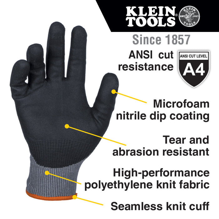 Klein Tools Knit Dipped Gloves, Cut Level A4, Touchscreen, 2-Pair