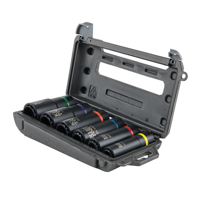 Klein Tools 66010 Socket Set, Impact Socket Set, High-Torque Deep Sockets, 12-Point, 1/2-Inch Drive, with Carrying Case