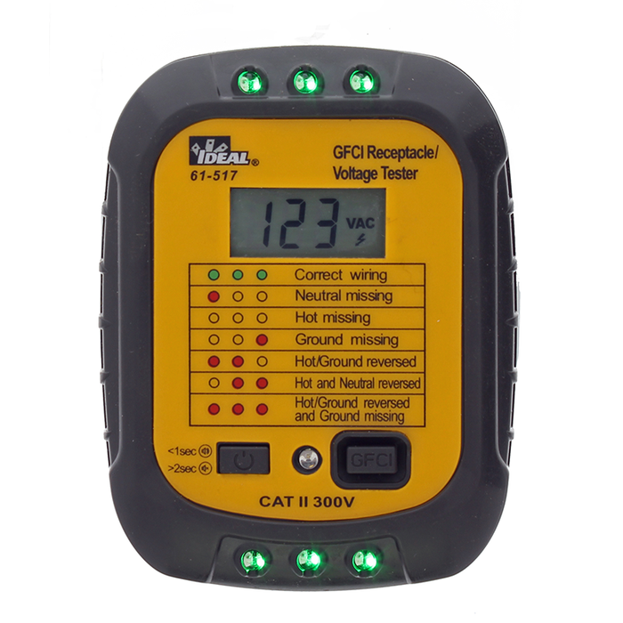 Ideal 61-517 120V AC GFCI Receptacle Voltage Tester