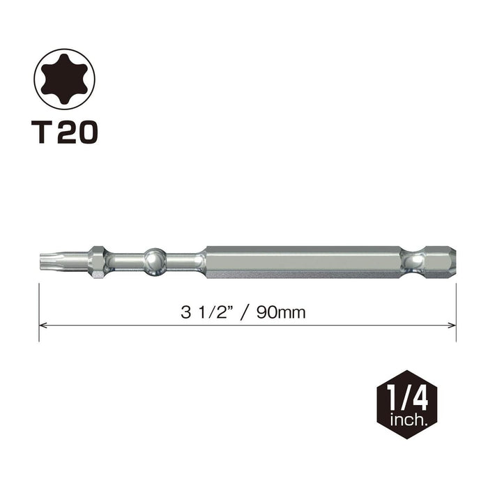 Vessel Tools IBTX2090P10K Impact Ball Torsion Bits T20 x 90, 10 pack