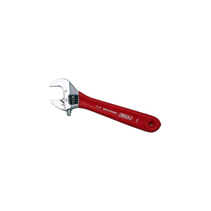 Irega  77W8 Wide-Opening Adjustable Wrench with Red Anti-Slip Textured Handles, 77W-8