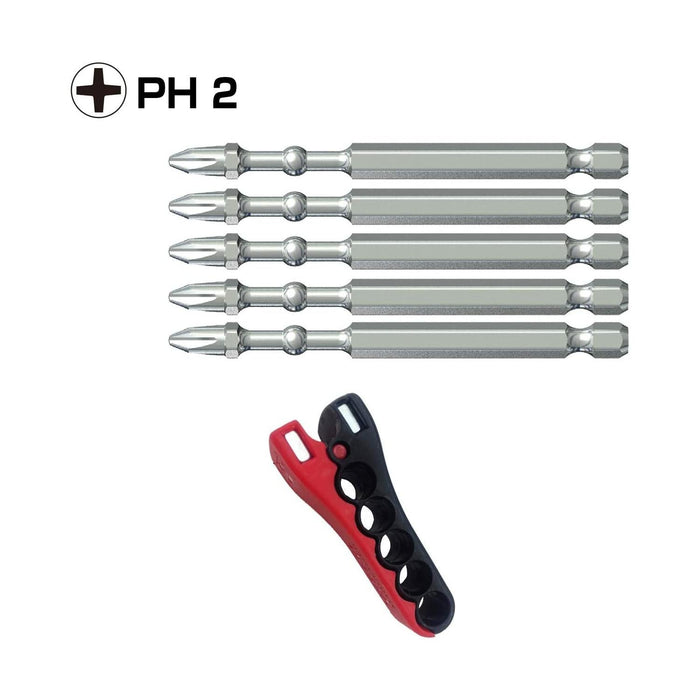 Vessel Tools IBMG90PH2K5 Impact Ball Torsion Bits, 5 Bits with Magnetic Charing Holder