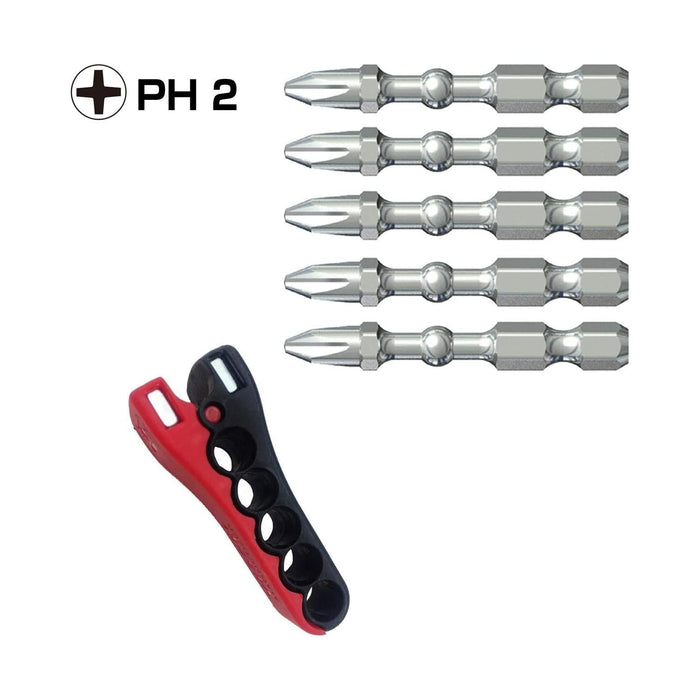 Vessel Tools IBMG50PH2K5 Impact Ball Torsion Bits 5 Pieces with MAG Charge Holder