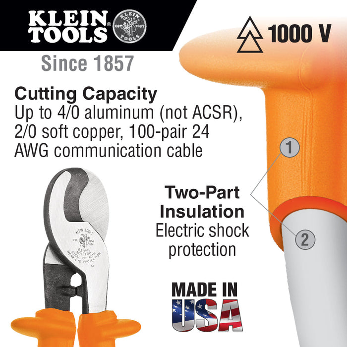 Klein Tools 63050-EINS Electricians Cable Cutter Insulated