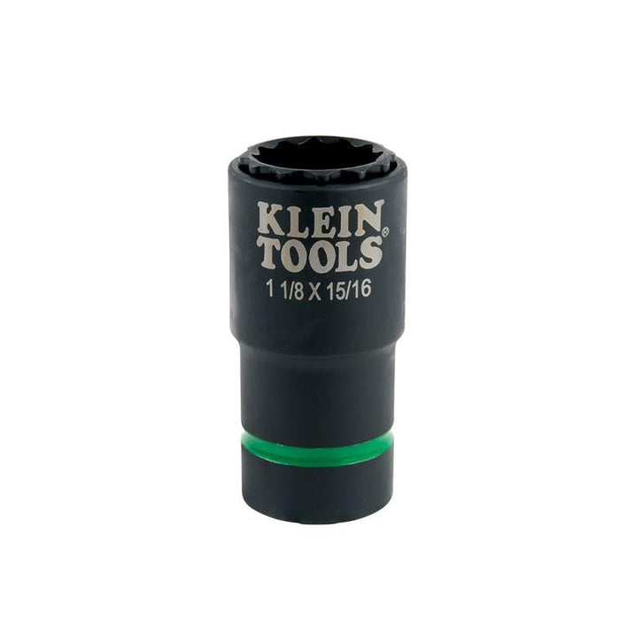 Klein Tools 66016 2-in-1 Impact Socket, 12-Point, 1-1/8 and 15/16-Inch