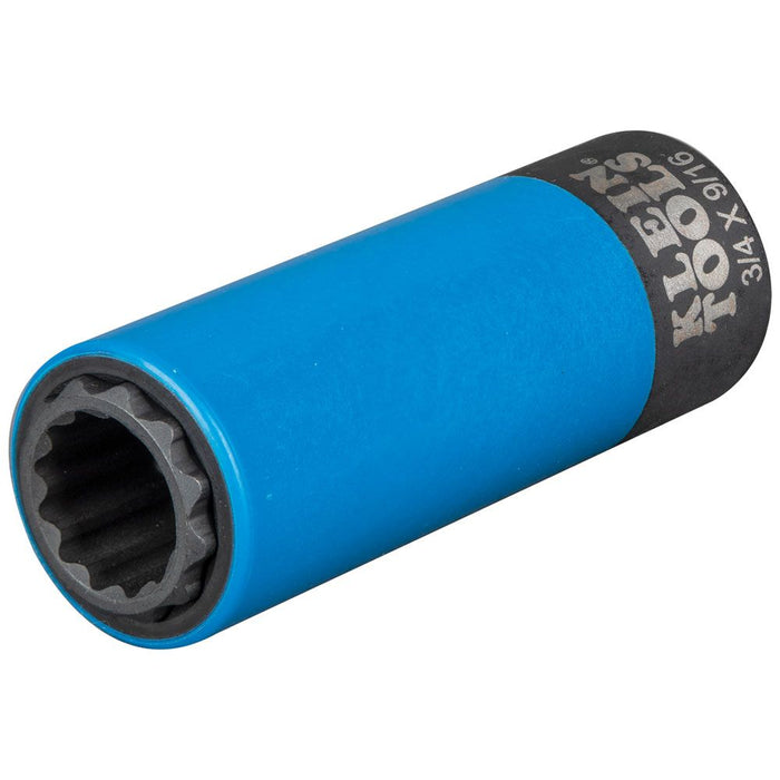 Klein Tools 66030 2-in-1 Coated Impact Socket, 12-Point, 3/4 and 9/16-Inch
