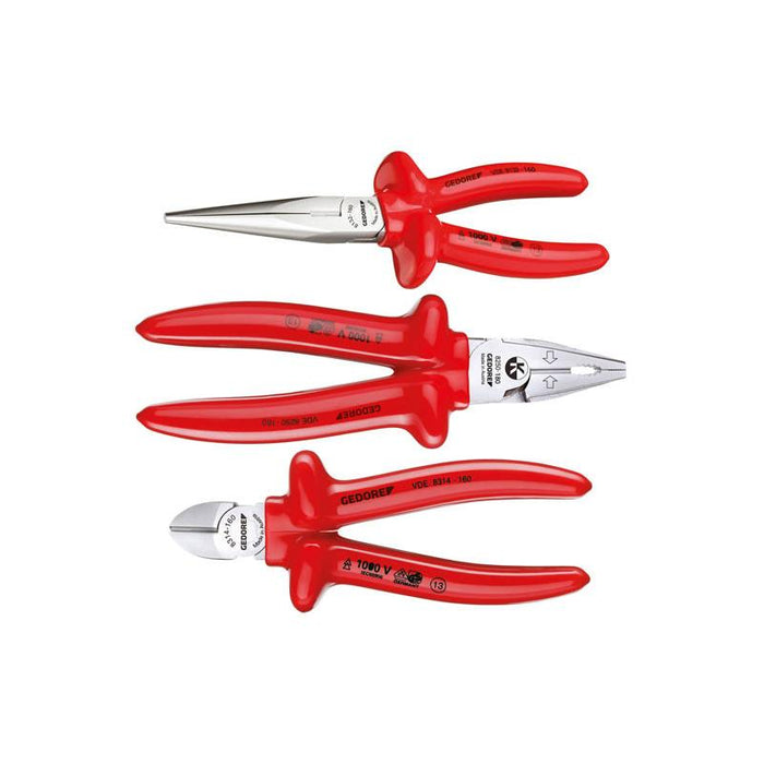 Gedore 6708120 VDE Pliers Set With VDE Dipped Insulation 3 pcs
