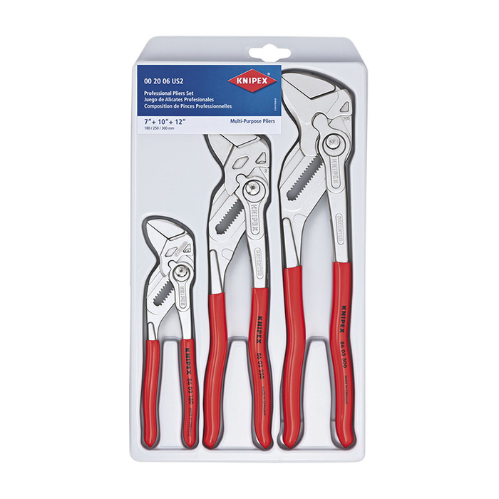 Knipex 00 20 06 US2, Pliers Wrench 3-Piece Set