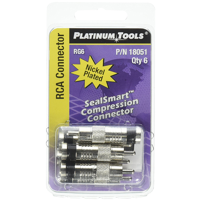 Platinum Tools 18051C RCA RG6 Compression, Nickel, Pack of 6