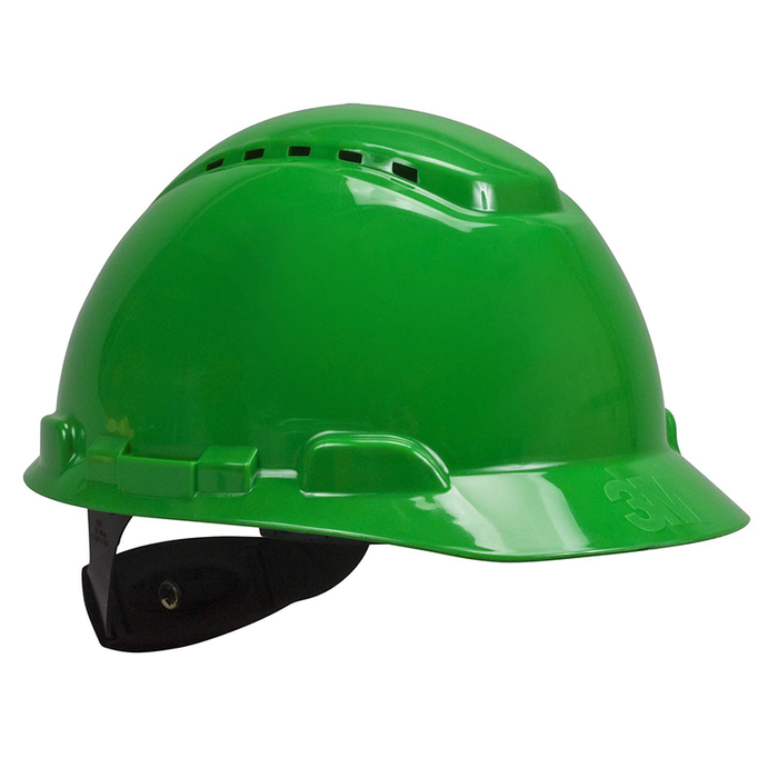 3M Hard Hat H-704V, Green 4-Point Ratchet Suspension, Vented