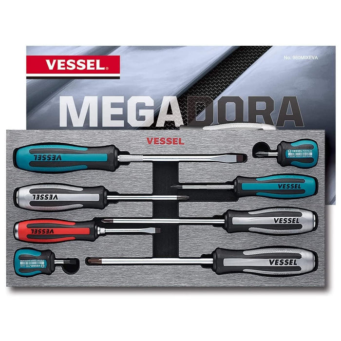 Vessel Tools 980MIXEVA MEGADORA IMPACTA Screwdriver Set, 8 Pieces