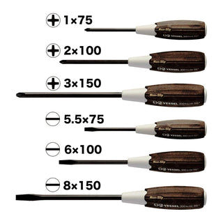 Vessel Tools 3006CS Wood-Compo Non-Slip handle Screwdriver Set