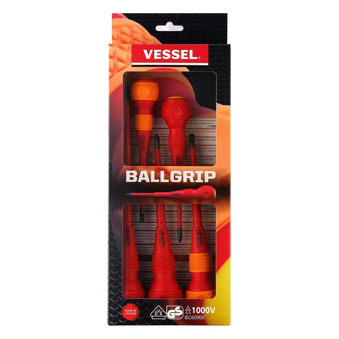 Vessel Tools 2005PBU BALL GRIP Insulated Screwdriver 5 Piece Set