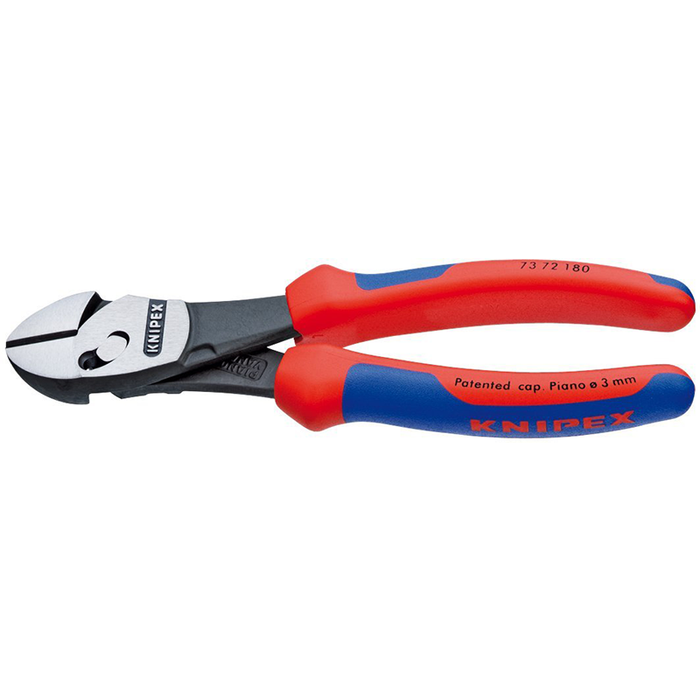 Knipex 73 72 180 BK TwinForce High Performance Leverage Diagonal Cutter with Comfort Grip Handle, Red/Blue