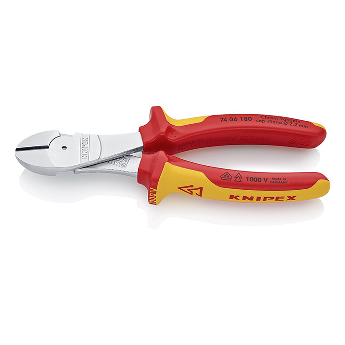 Knipex 74 06 180 High Leverage Diagonal Cutters - 1,000V Insulated