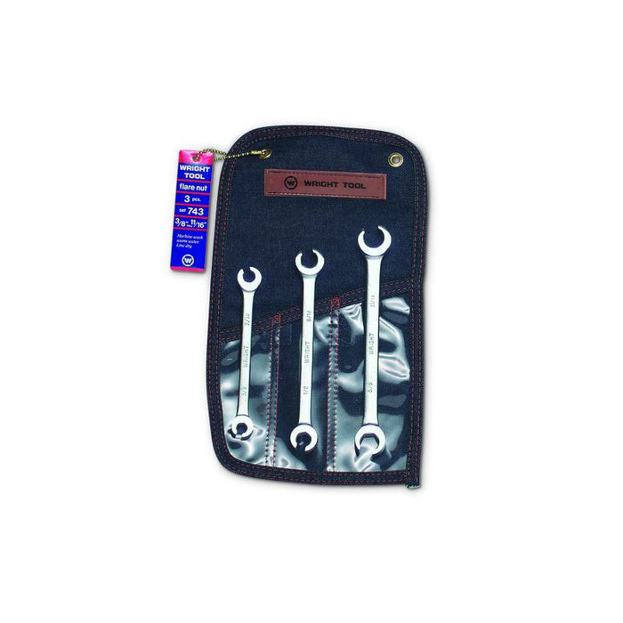 Wright Tool 743 Flare Nut Wrench Set 3 Piece