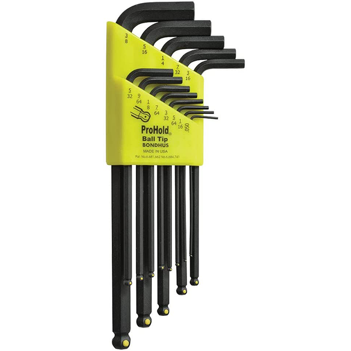 Bondhus 74937 ProHold Ball End L-Wrenches Set, .050 - 3/8", 13 Pc.
