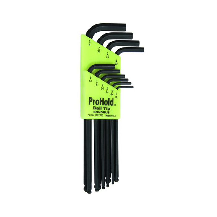 Bondhus 74938 ProHold Ball End L-Wrenches Set, 1/16 - 1/4", 10 Pc.