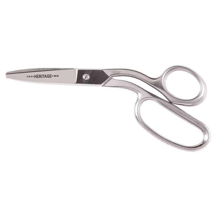 Heritage Cutlery 768LRB 8'' Straight Stainless Trimmer w/ Large Ring / Handles Bent Down / Blunt Tip