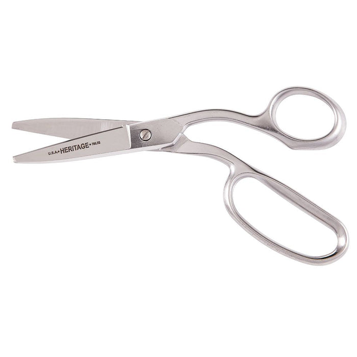 Heritage Cutlery 768LRB 8'' Straight Stainless Trimmer w/ Large Ring / Handles Bent Down / Blunt Tip
