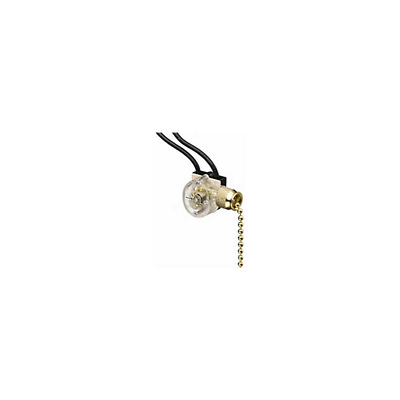 Ideal 774032 Pull Chain Switch, SPST, O-F, Wire Leads, Brass