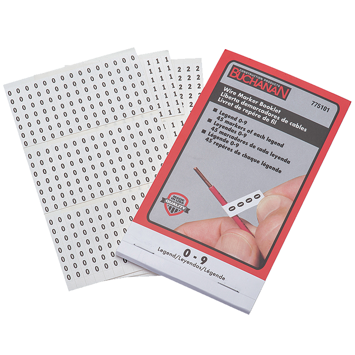Ideal 775101 Plastic Cloth Self-Sticking Wire Marker Booklet 0 - 9