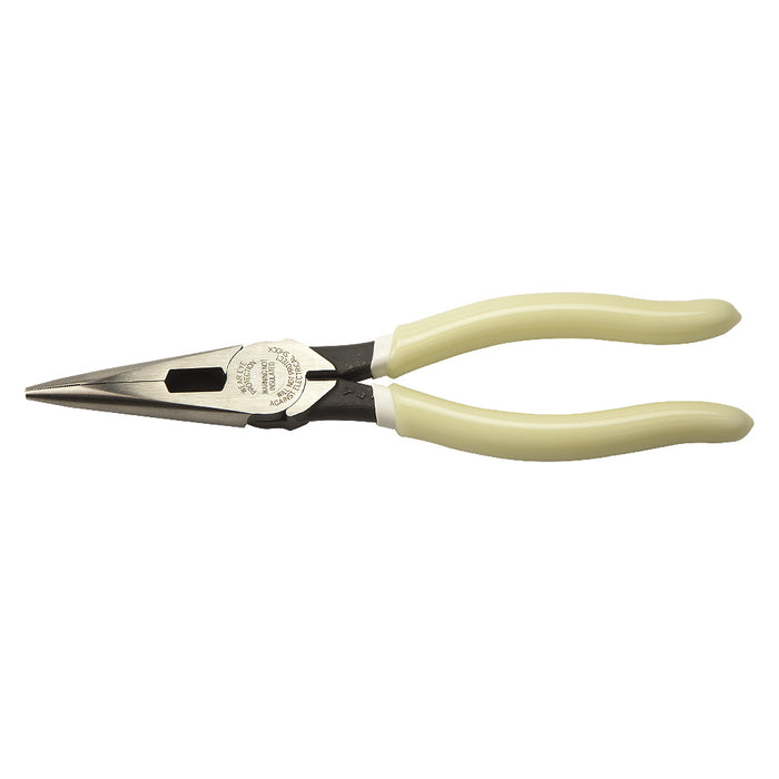 Klein Tools D203-8-GLW 8" Hi-Viz Long-Nose Pliers with Side-Cutting