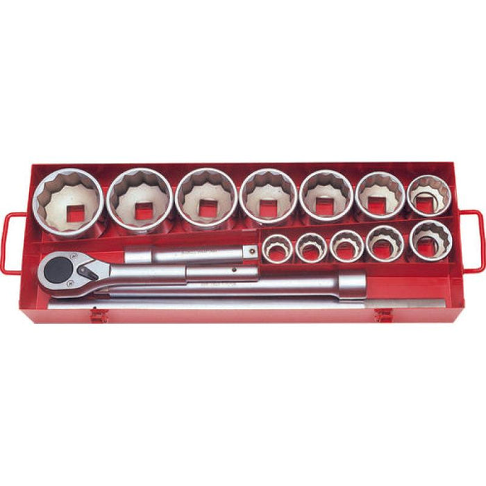 Koken 8225M 1 Inch Sq. Dr. Socket Set 12 Point 15 Pieces