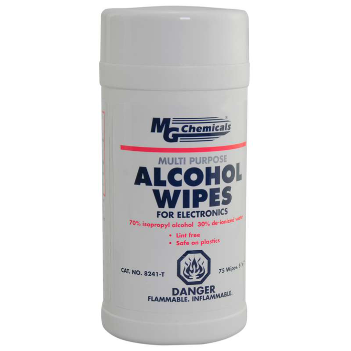 Mg Chemicals 8241-T Multi Purpose Alcohol Wipes, 75 Wipes