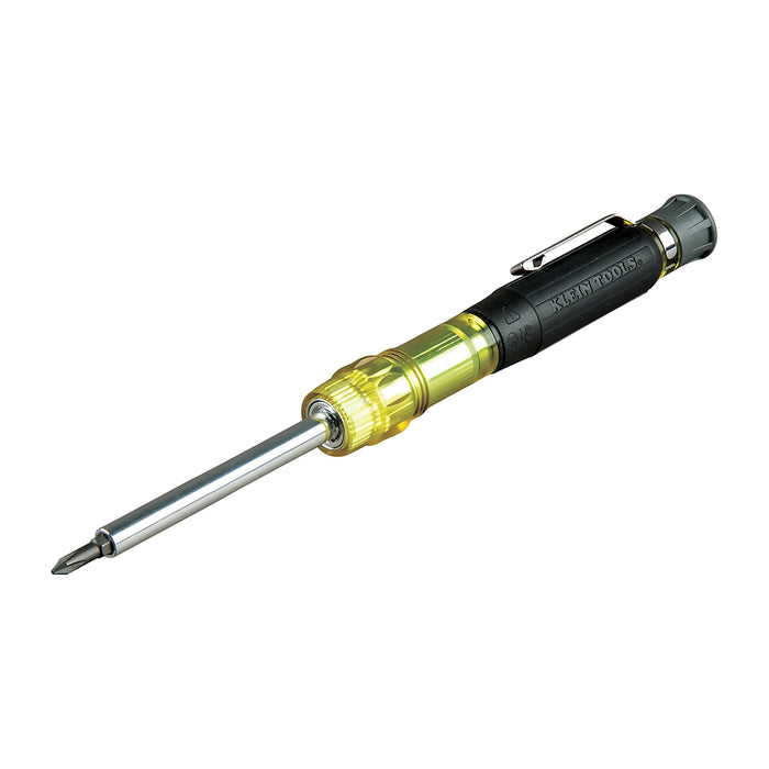Klein Tools 32613 Screwdriver, Precision HVAC 3-in-1 Pocket Screwdriver with Schrader Bit