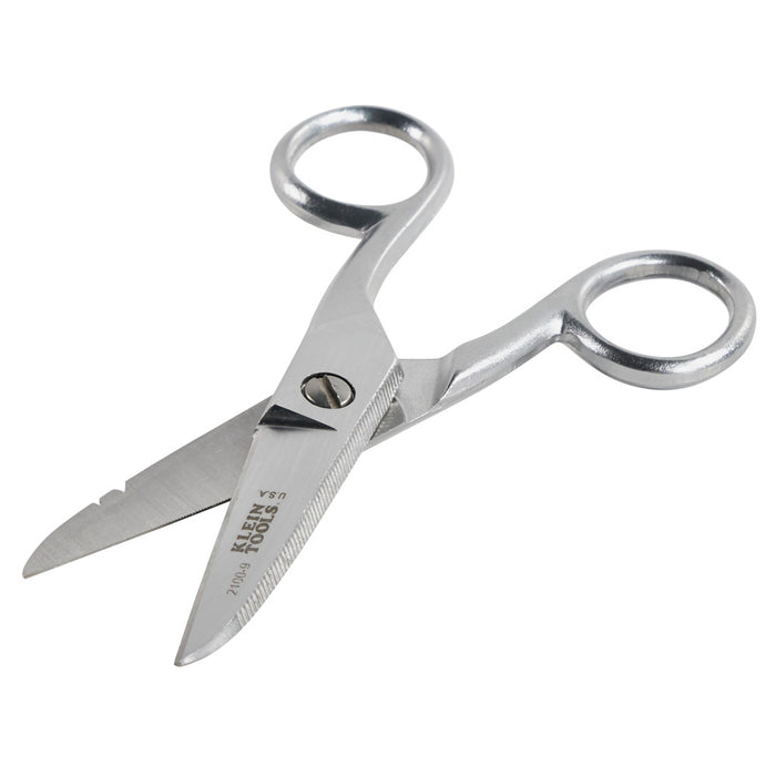 Klein Tools 2100-9 Stainless Steel Electrician's Scissors Stripping Notches Silver