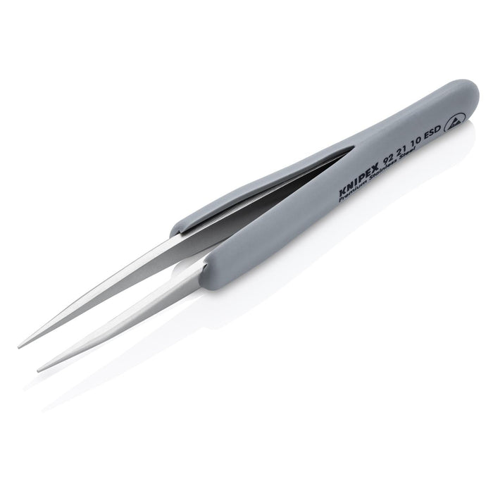 Knipex 92 21 10 ESD Premium Stainless Steel Precision Tweezers, 5 1/4" - Pointed Tips