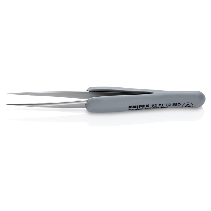 Knipex 92 21 12 ESD Premium Stainless Steel Precision Tweezers, 3 1/2" - Needle-Point Tips