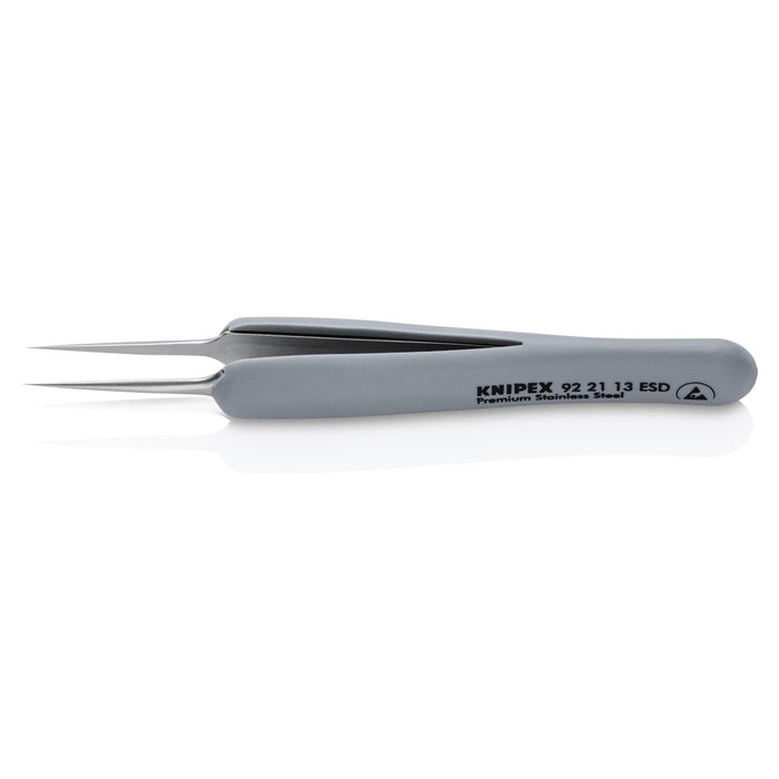 Knipex 92 21 13 ESD Premium Stainless Steel Precision Tweezers, 3/34" - Needle-Point Tips